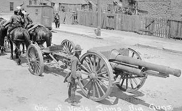 On the Mexican border in 1916, Bob learned to manage field guns and the mules that pulled them.