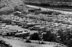 Routh Trailer Park, Green River, Wyo., 1979. Between the mid 1970s and the early 1980s, an energy and mining boom tripled Green River's population from roughly 5,000 to 15,000. Courtesy Sweetwater County Historical Museum.