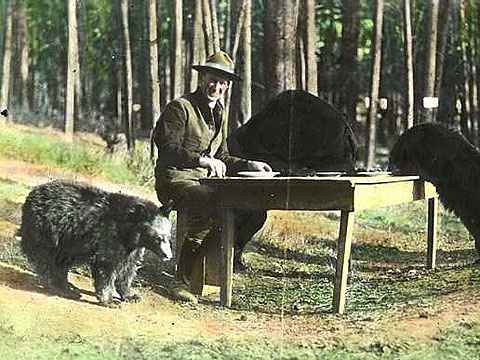 Horace Albright in Yellowstone Park, 1922. George A. Grant photo.