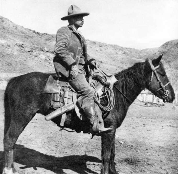 John B. Kendrick about 1895, on the OW Ranch after he moved the brand and cattle to southeastern Montana. Trail End State Historic Site.