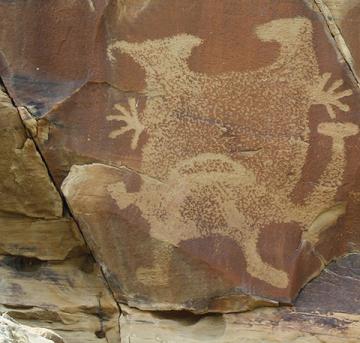Most images at Legend Rock are associated with the Dinwoody tradition of rock art. Tom Rea photo.