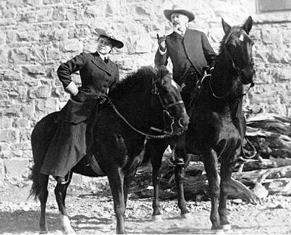 Lockhart poses on horseback with William F. Buffalo Bill Cody in an undated photo. Although the two were never particularly close, after Buffalo Bill's death in 1917, Lockhart came to see him as a symbol of the Old West and encouraged people of his namesake town to honor him. (Photo courtesy of Buffalo Bill Historical Center, Jack Price collection, # PN.89.106.21011.20.2)