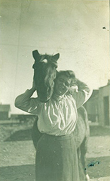 Through her novels, the Stampede, the Cody Enterprise newspaper (which she owned), and her work memorializing William F. "Buffalo Bill" Cody, Lockhart made an impact on her town and the West in general. But she did it all because she loved the Old West — especially horses — and in 1925 she "retired" to homestead her very own ranch north of Lovell. (Photo courtesy of American Heritage Center, # ah003135)