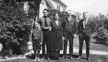 Nellie's three sons with their grandparents, ca. 1920. L. to r.: Bradford, Ambrose, Lizzie and James Tayloe, George. American Heritage Center.