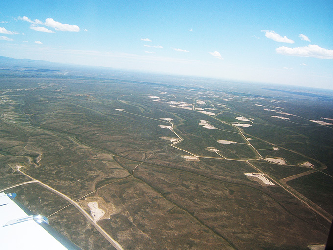 The Pinedale Anticline from the air, 2009. (Ultra/Shell/QEP photo)