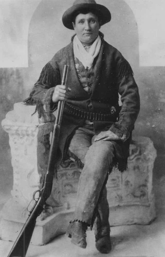 Martha Canary, shown here on a visit to Deadwood in 1895, was first dubbed "Calamity Jane" in newspaper articles 20 years earlier, when she was 19 years old. American Heritage Center.