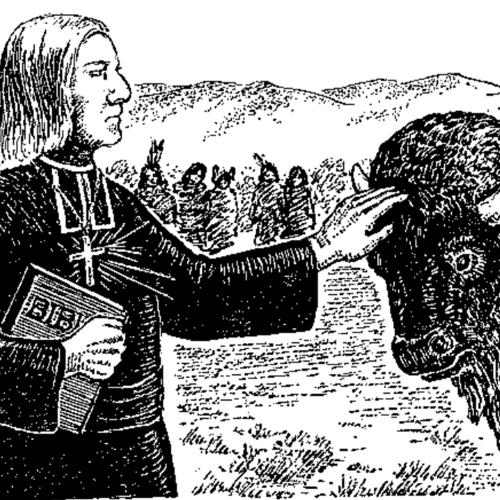 Father De Smet and bison bull illustration
