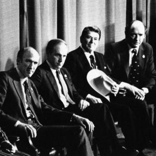 Sen. Simpson, Rep. Cheney, Pres. Reagan, Sen. Wallop in 1982