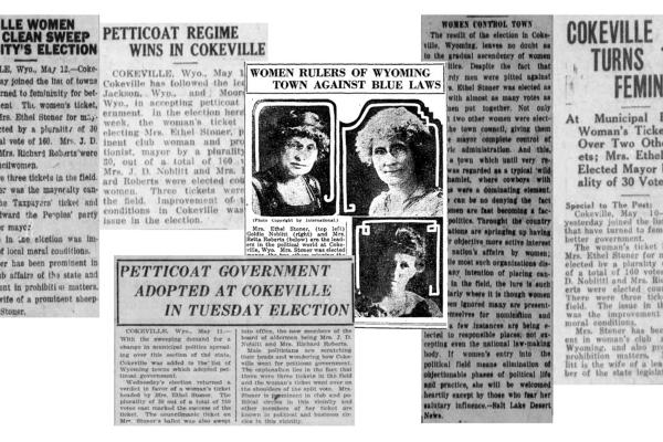 Headlines following Cokeville's 1922 election. Images from Wyoming Newspaper Project. 