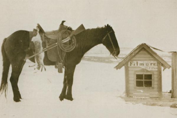 The little Filmore post office on the Wright family ranch west of Laramie, Wyo. Agnes Wright Spring referred to it as "The Dollhouse" when she was a young girl. American Heritage Center, University of Wyoming.