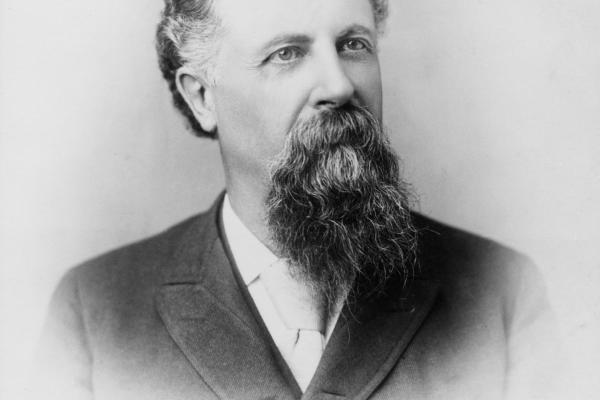 Portrait of man with dark long beard and mustache