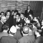 King Zahir speaks at length with some Afghan students studying in the United States, mainly at UW. American Heritage Center.