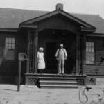 Airways Keepers “Ma and Pa” Perkins stand on the porch of their K quarters at site 26, Cherokee, Wyo., west of Rawlins, ca. 1930. Keepers led isolated lives. Ben Ashlock photo, author's collection.