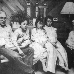 Sammy Bennion, Jr., his children Sammy, Nancy and Janaan and their grandmother Verlene Bennion at their home near Cokeville, May 1986. All three children and Verlene, a teacher's aide, were in the classroom at the time of the bombing. Verlene was one of the last people out of the building. Bill Wilcox photo, Casper Star-Tribune Collection, Casper College Western History Center.