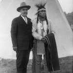 Ed Farlow, left, and Jack Shavehead, an Arapaho, in London, 1923. Lander Pioneer Museum.