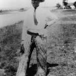 Ed Farlow's son, Stub, shown here in the 1940s in his "woolies," was widely known for his skill with horses. Lander Pioneer Museum.