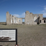 Ruins today of Fort Laramie's former hospital, an adobe building. Tom Rea photo.