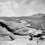 Looking east down the Sweetwater River from the top of Independence Rock, 1870. William Henry Jackson.