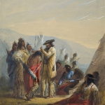 'Presents to Indians,' by Alfred Jacob Miller. William Drummond Stewart is holding the necklace. Walters Art Miuseum. 