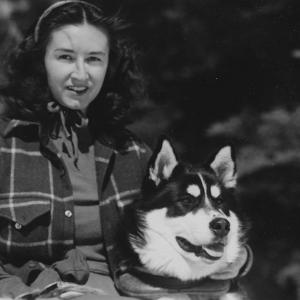 Louise Murie with Toklat about 1946, probably in Jackson Hole. The Murie Center.