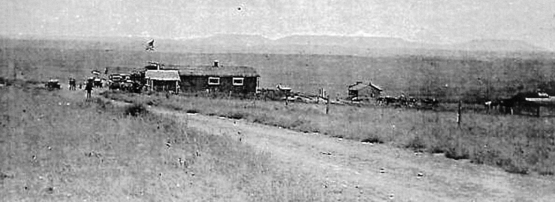 An undated photo of Savageton, Wyoming, south of Gillette, where Florence Blake picked up her mail and attended occasional all-night dances. Pumpkin Buttes are on the horizon. Campbell County Rockpile Museum.