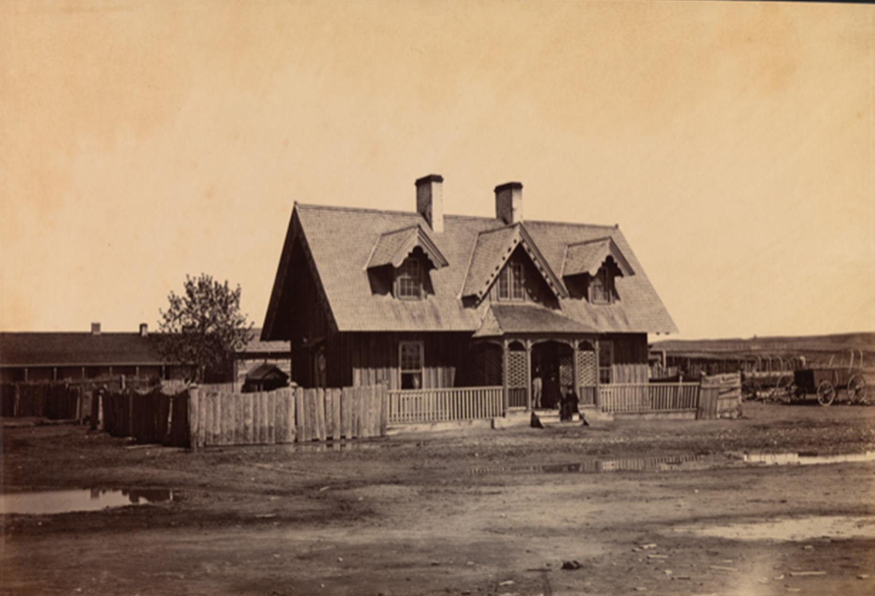 The extravagant, new residence of “Colonel” William G. Bullock, sutler and trader at Fort Laramie, 1868. Sherman collection of Gardner photographs, NMAI.