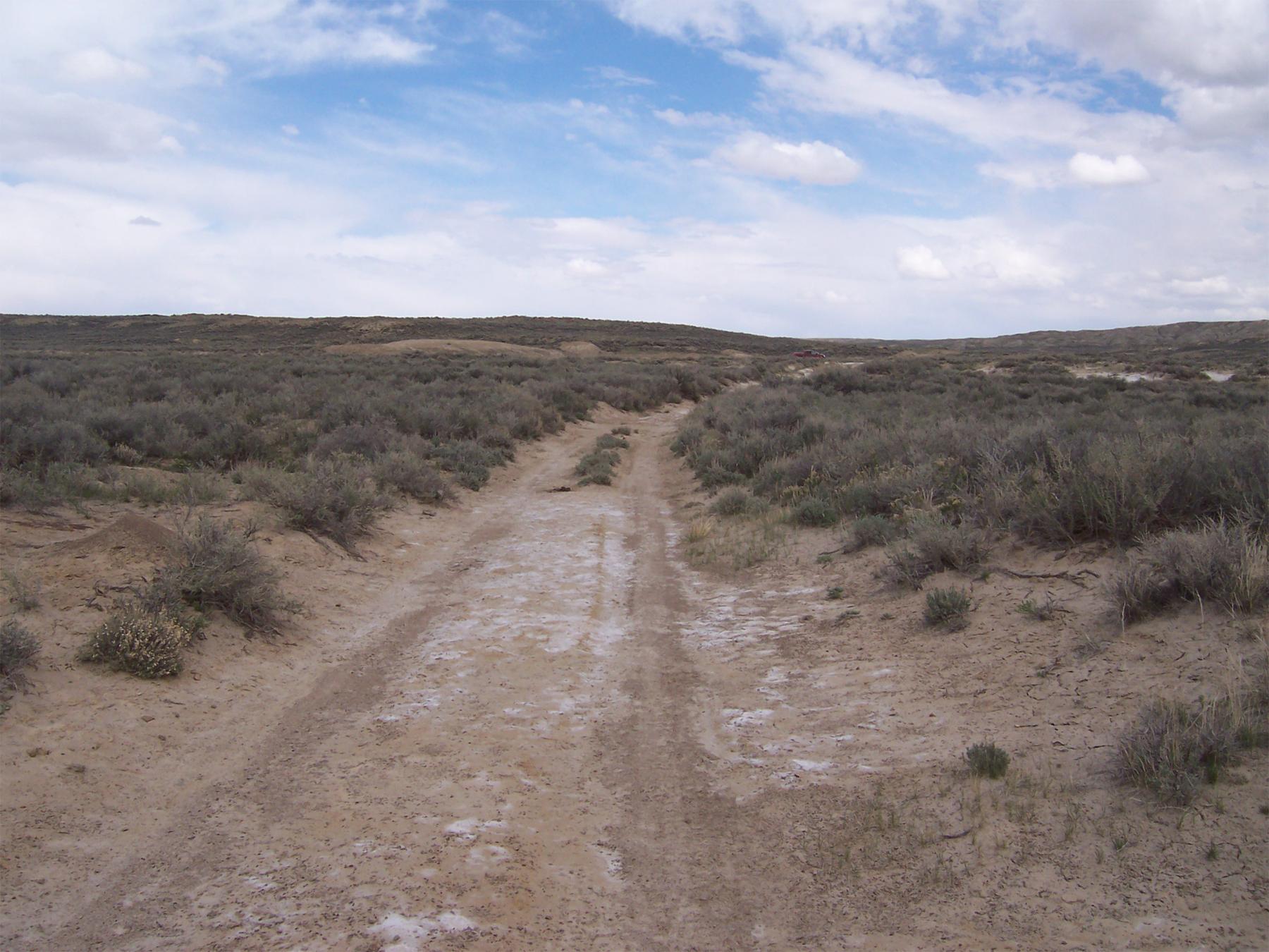 Figure 4: Possible remains of the 1849 Evans Route east of Point of Rocks, Wyoming. (Western Archaeological Services). Figure 4: Possible remains of the 1849 Evans Route east of Point of Rocks, Wyoming. (Western Archaeological Services).