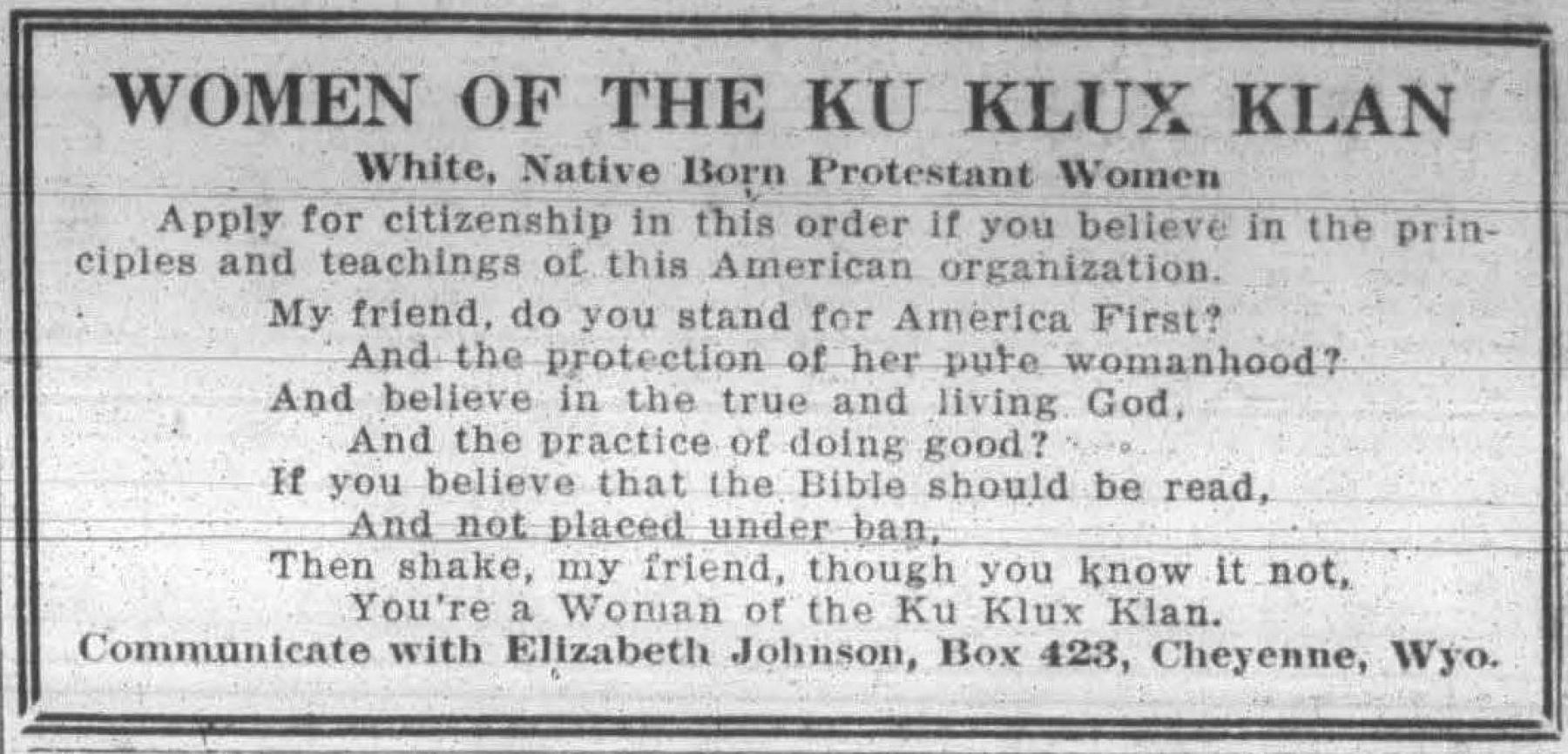 Reborn in Robes: The Second Klu Klux Klan in Wyoming, 1921-1930