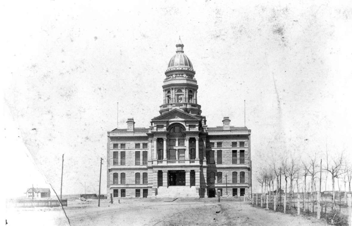 The initial phase of Wyoming’s Capitol, designed by David Gibbs of Toledo, Ohio and built by Adam Feick and Bros. of Sandusky, included only what’s now the center portion of the building. It was completed in 1888 while Wyoming was still a territory. Wyoming State Archives.