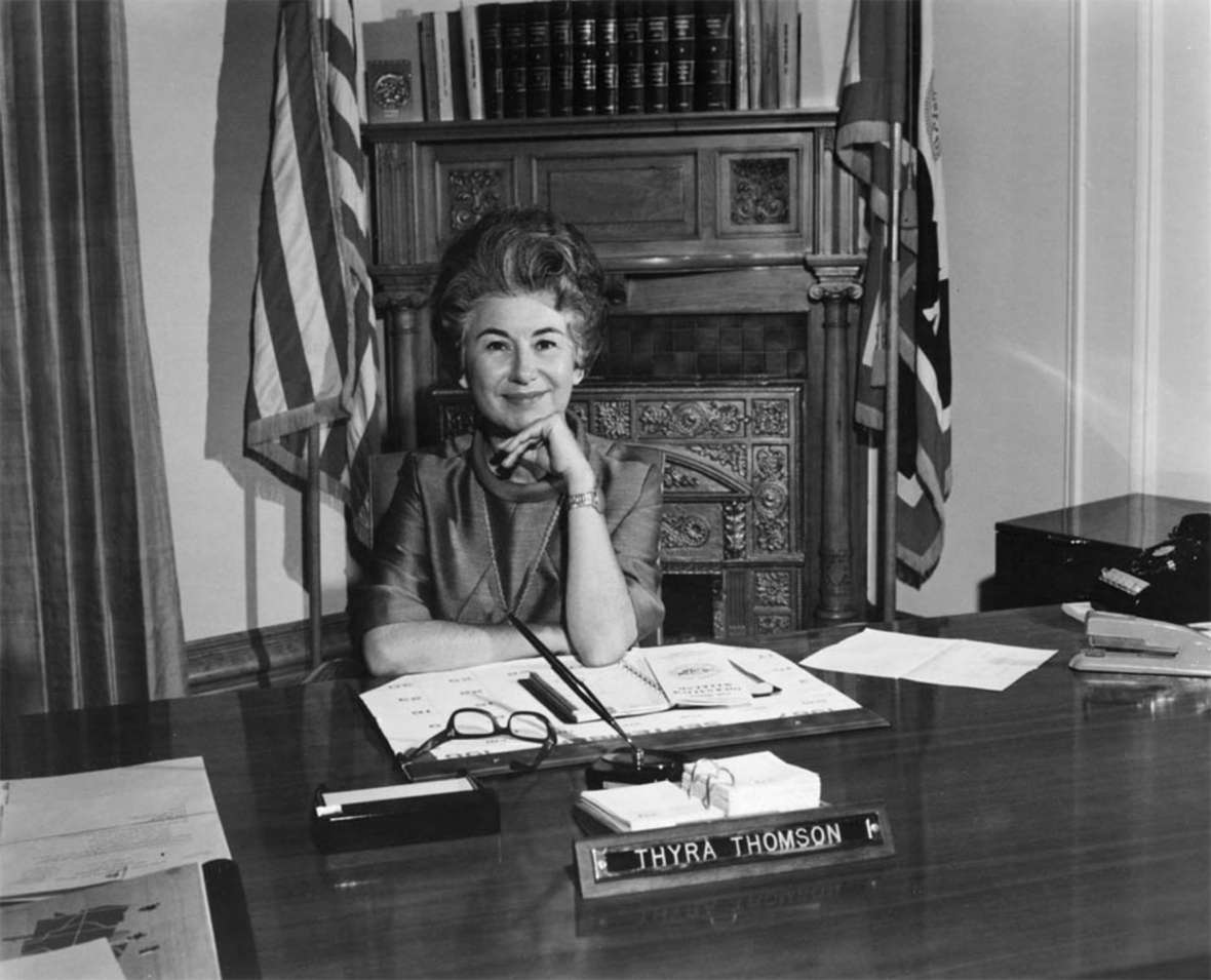 Thyra Thompson, who served as Wyoming’s secretary of state from 1963 to 1987, was Wyoming’s highest female elected official at the time of the ERA debates and used her status to lobby widely for ratification. Wyoming State Archives.