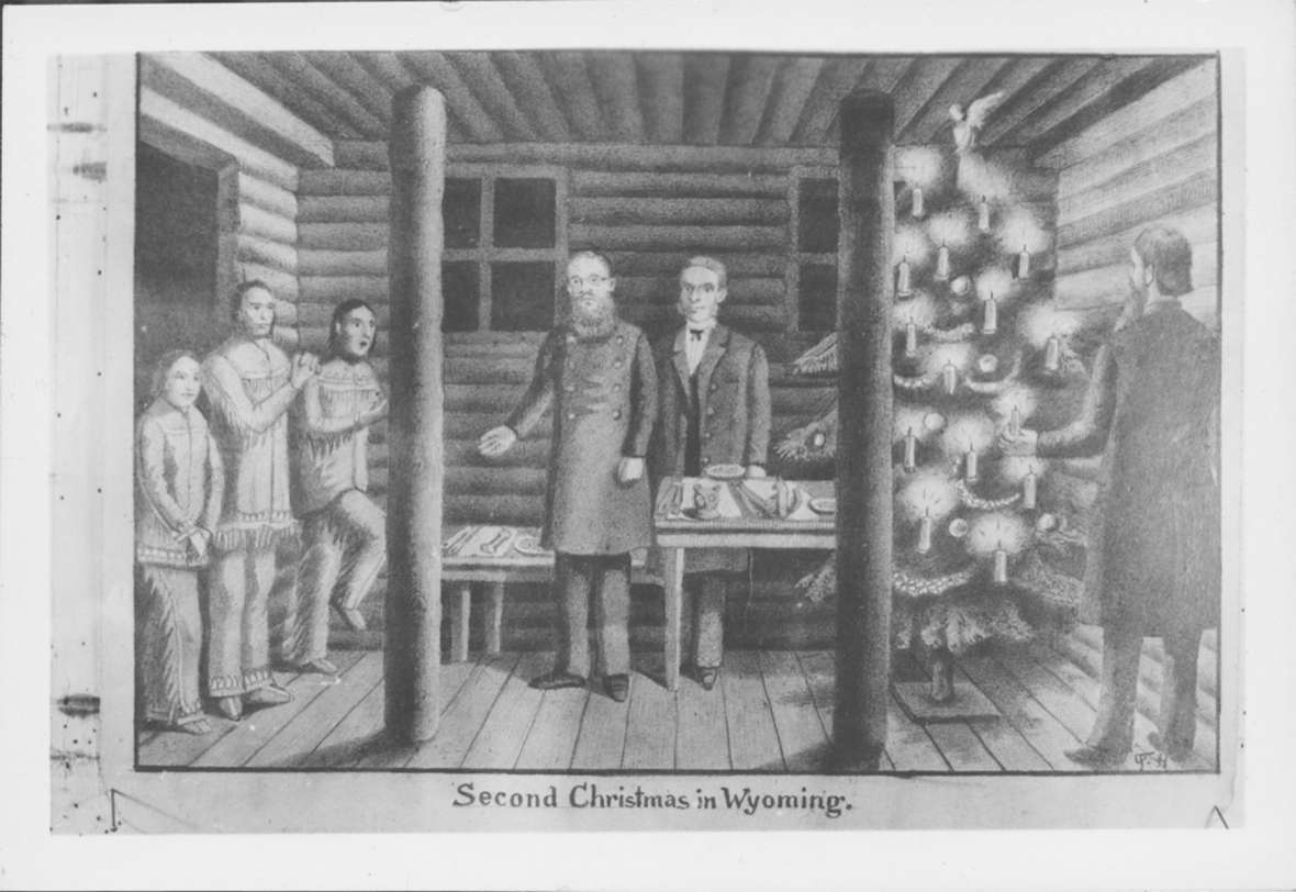 Missionary Karl Krebs and his colleagues celebrate Christmas 1863 with three Cheyenne boys under their care. The following year—a particularly dangerous one along the emigrant trails—the Lutherans abandoned the effort on Deer Creek entirely, and the three Cheyenne boys returned with them to Iowa. History Nebraska.