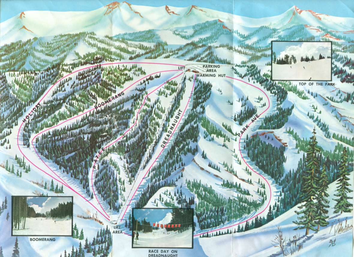 1960s map of Hogadon Basin Ski Area. Courtesy of the ski area. 1960s map of Hogadon Basin Ski Area. Courtesy of the ski area.