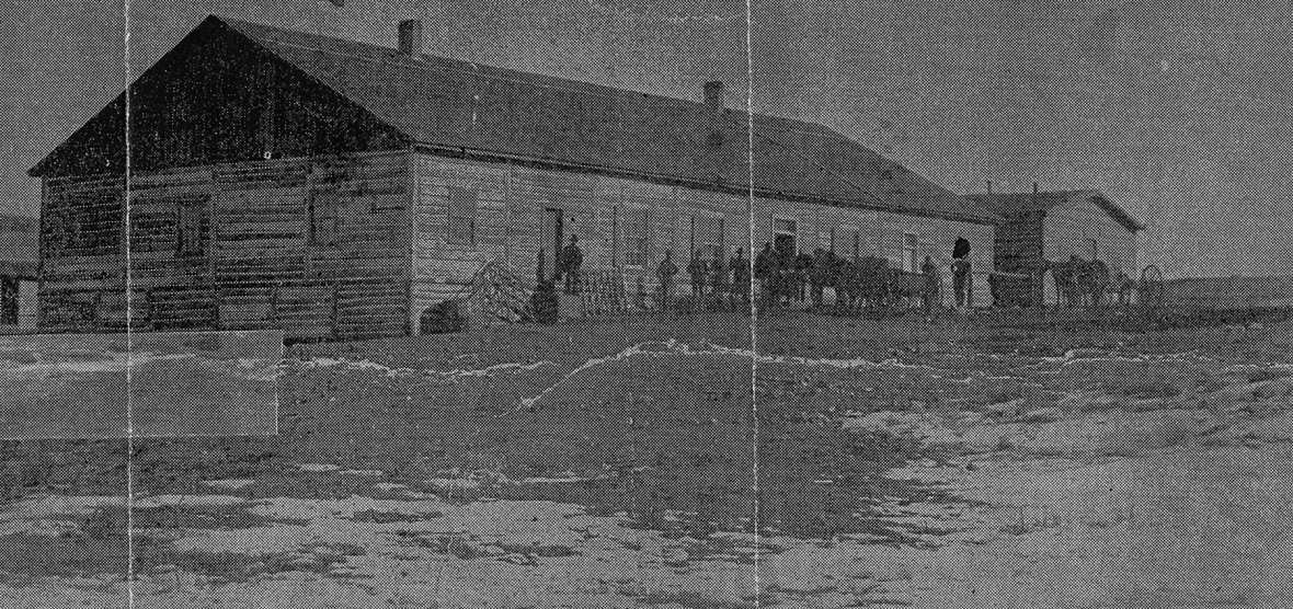 After civilian operations were allowed closer to Fort McKinney about 1879, the Trabings moved their buildings piece by piece from the Six Mile ranch to Buffalo. Author’s collection.