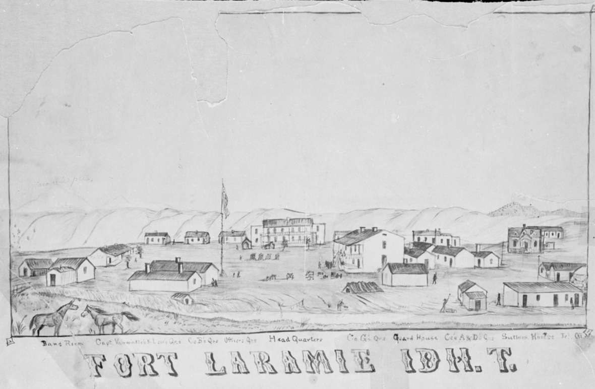 Fort Laramie, 1863, when Thomas Twiss would have passed through from time to time. The following year, Capt. Eugene Ware met him there and described Twiss as “ an old gentleman whose hair, long, white and curly, hung down over his shoulders, and down his back. He had a very venerable white beard and moustache. . . . He was dressed thoroughly as an Indian.” American Heritage Center. Fort Laramie, 1863, when Thomas Twiss would have passed through from time to time. The following year, Capt. Eugene Ware met him there and described Twiss as “ an old gentleman whose hair, long, white and curly, hung down over his shoulders, and down his back. He had a very venerable white beard and moustache. . . . He was dressed thoroughly as an Indian.” American Heritage Center.