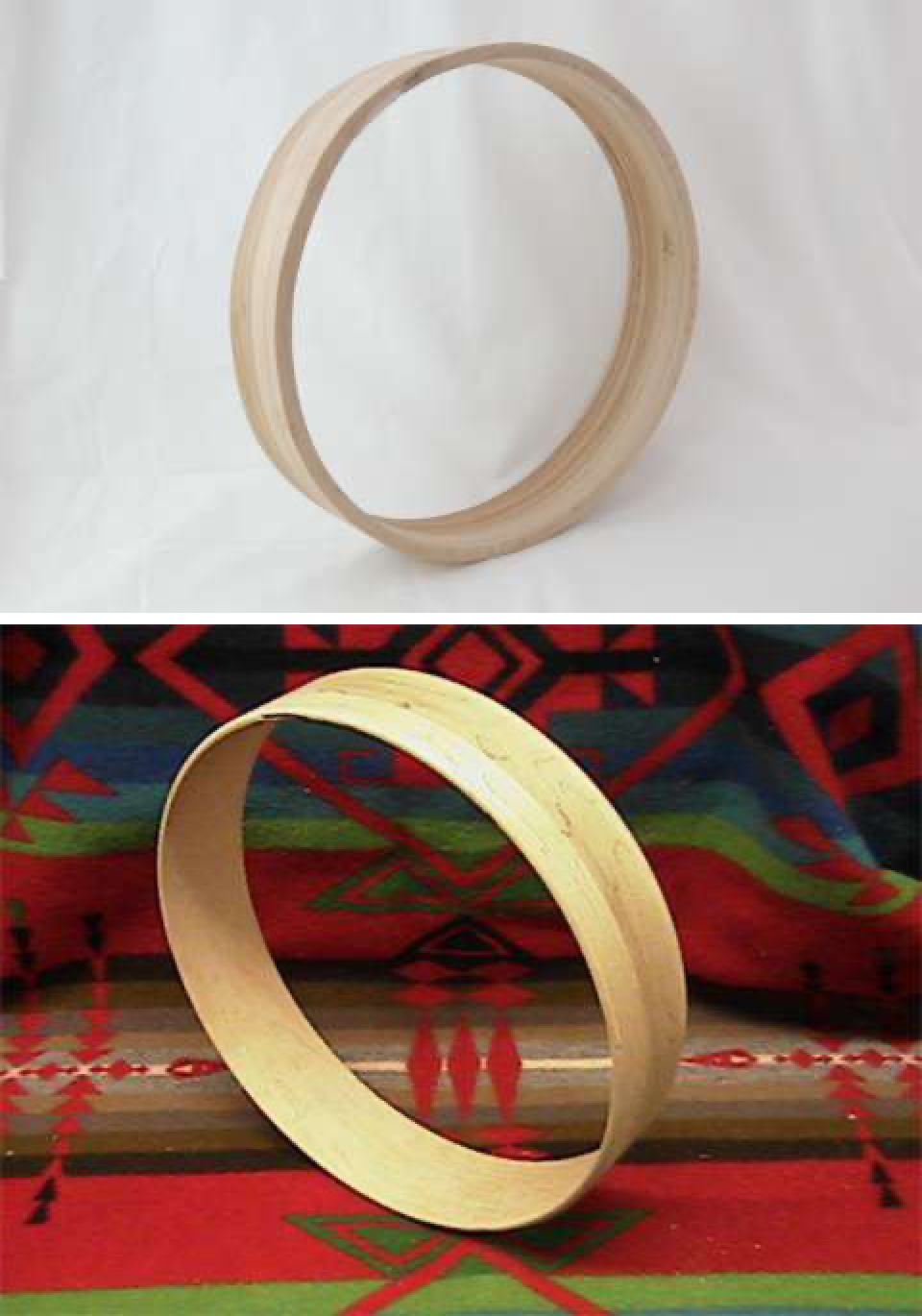 Drum rings are commercially available in various sizes. Furandhide.com, Native American Trading Post.