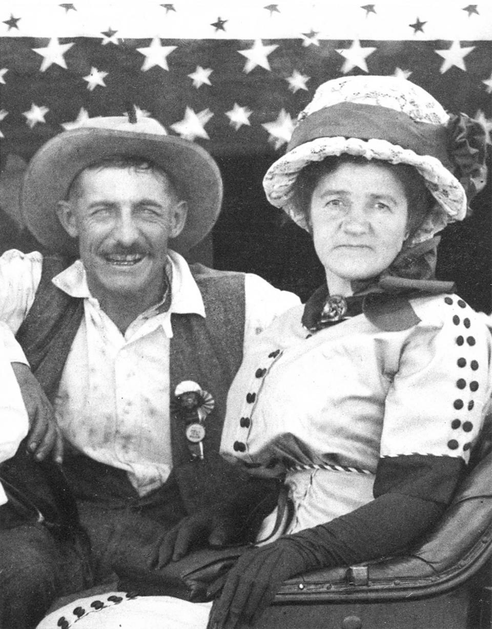 After the shooting, Deputy Sheriff Lew Jenne arrested Noah Richardson and took him to jail in Sundance. Here, Jenne and his wife, Carrie, enjoy a Fourth of July celebration in 1908.  Rockpile Museum, 