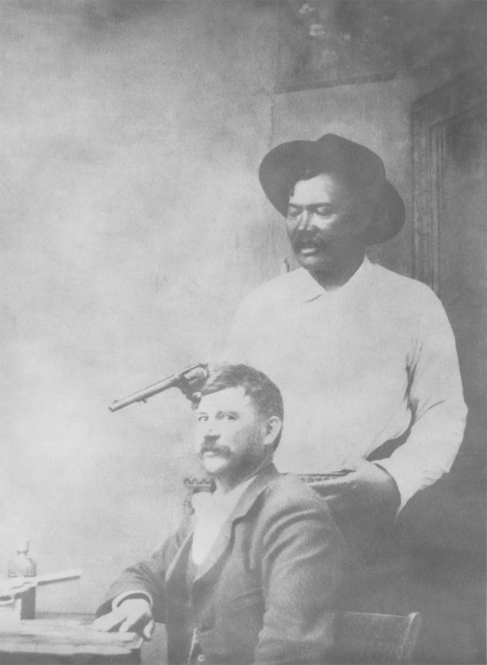 Frank Grouard, right, and a friend, Dan Mitchell. Wyoming State Archives.