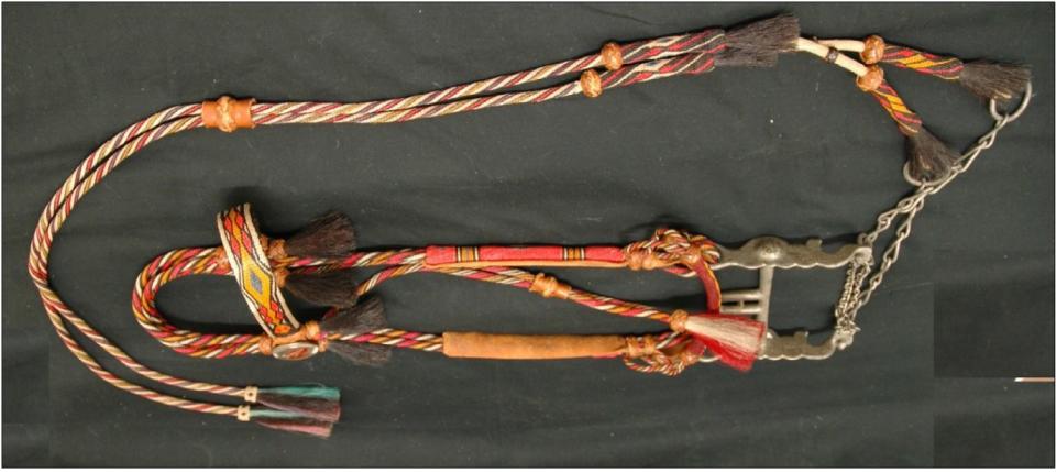 Horsehair Bridle G-1971.59.1 String-like bridle of braided fibers with spiral designs and pattern