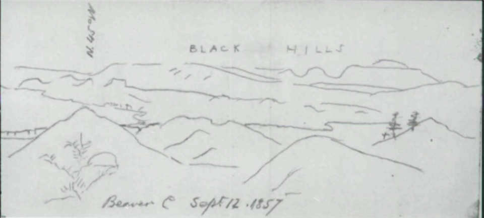 sketch of Black Hills and Beaver Crekek dated Sept 12 1857