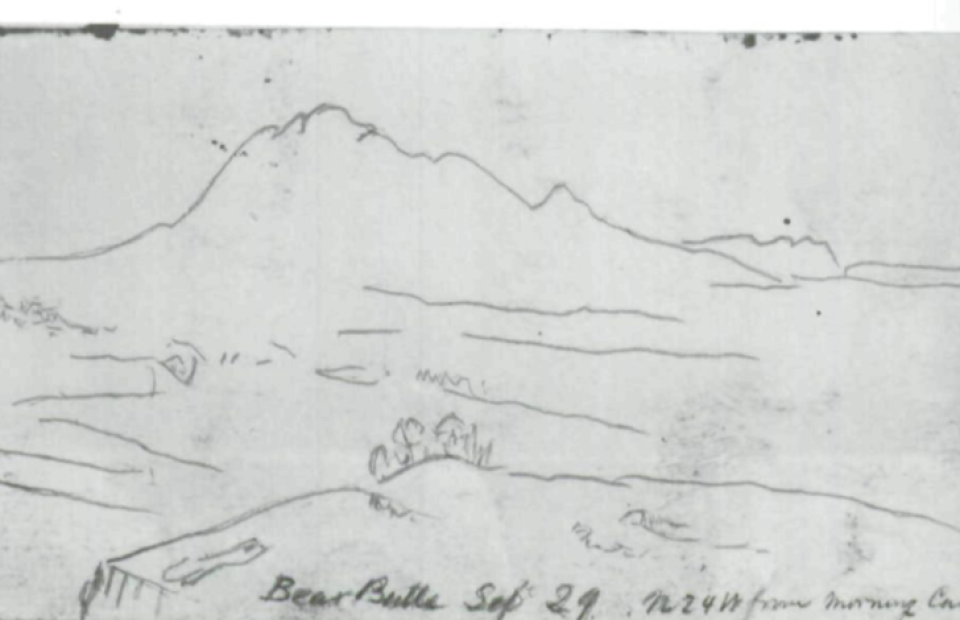 Line drawing of Bear Butte dated Sept 29