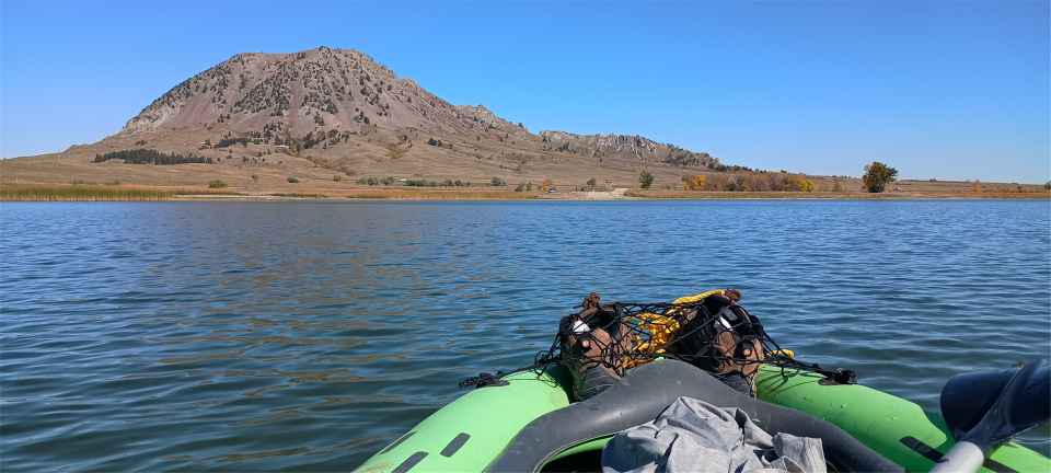 Mountain rising at the other side of a lake