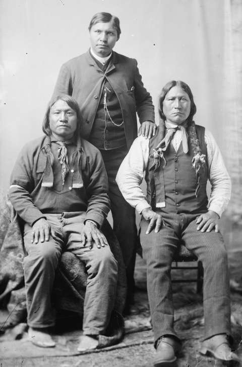 Sherman Coolidge stands with the longtime Arapaho leader Black Coal, right, and Painting Horse. During his time on Wind River, Coolidge consistently allied himself with U.S. government agents in their attempts to impose Washington’s will on the Arapaho and Shoshone people. American Heritage Center. Sherman Coolidge stands with the longtime Arapaho leader Black Coal, right, and Painting Horse. During his time on Wind River, Coolidge consistently allied himself with U.S. government agents in their attempts to impose Washington’s will on the Arapaho and Shoshone people. American Heritage Center.