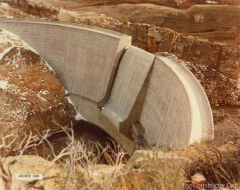 Anchor Dam today. Water has never flowed over the spillway in the center. USBR photo. Anchor Dam today. Water has never flowed over the spillway in the center. USBR photo.