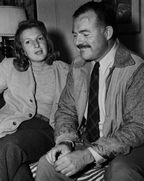 Hemingway and his third wife, the war correspondent Martha Gellhorn, in Sun Valley, Idaho. They were married in Cheyenne in 1940. John F. Kennedy Library.