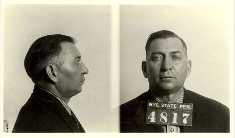 James Costin, in photos from one of his stints in the Wyoming State Penitentiary in the 1930s. Though he only drove one of at least two getaway cars, prosecutors claimed he masterminded the 1933 robbery of the First National Bank in downtown Green River. Wyoming State Archives. James Costin, in photos from one of his stints in the Wyoming State Penitentiary in the 1930s. Though he only drove one of at least two getaway cars, prosecutors claimed he masterminded the 1933 robbery of the First National Bank in downtown Green River. Wyoming State Archives.