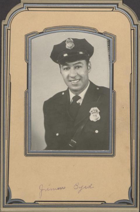 Jim Byrd as a young police officer. Courtesy Harriett Elizabeth Byrd family papers, AHC.