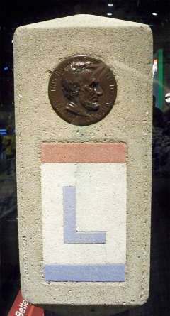 After federal highway route numbers were established in the late 1920s, the Lincoln Highway Administration as a farewell gesture arranged for an event Sept. 1, 1928, in which Boy Scouts set 3,000 concrete posts along the route—about one per mile. Each post was seven feet long and decorated with a bronze medallion and the red-white-and-blue logo. Wikipedia.