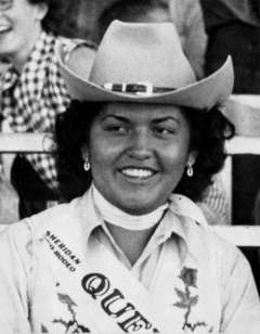Barrel racer Luzenia 'Lucy' Yellowmule of the Crow Nation was just 16 in 1951 when she was named queen of the Sheridan-WYO Rodeo. THE Wyoming Room, Sheridan County Fulmer Public Library.
