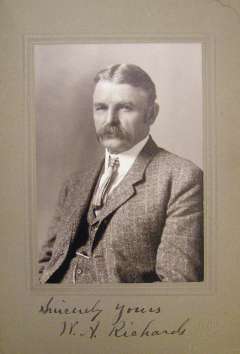 William Richards was elected governor of Wyoming in 1894, served one term and in 1899 was appointed assistant commissioner in the General Land Office of the U.S. Department of Interior in Washington, D.C. In 1903 President Theodore Roosevelt promoted him to to commissioner. He retired to his Bighorn Basin ranch in 1907. American Heritage Center.