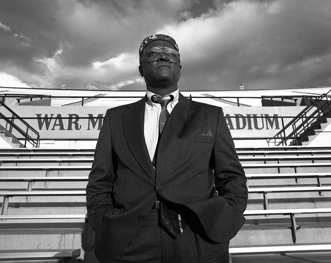 Dr. Willie Black at the University of Wyoming&apos;s War Memorial Stadium, 1993. Wyoming State Archives photo by Mark Junge.